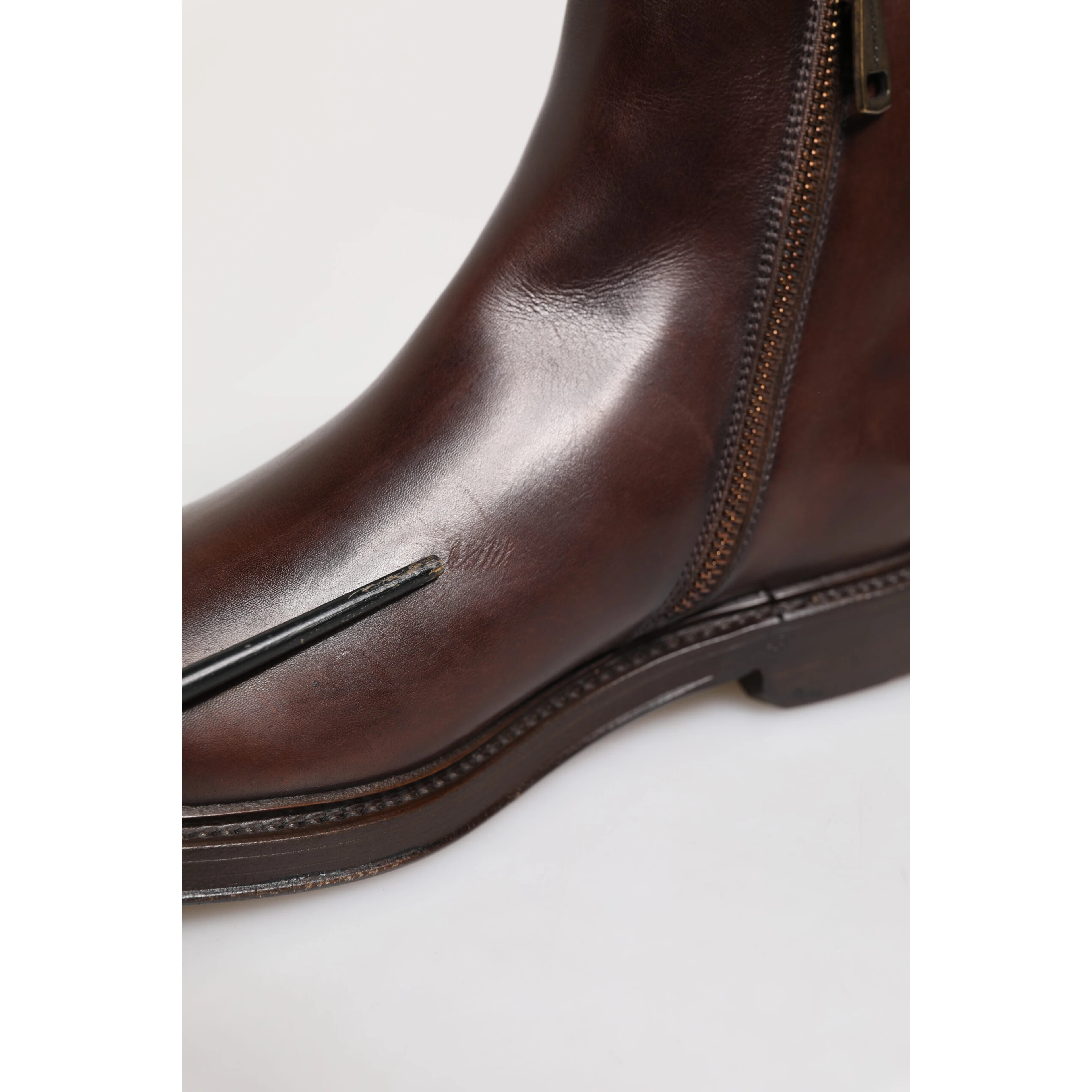 Brown Chelsea Leather Mid Calf Boots Shoes