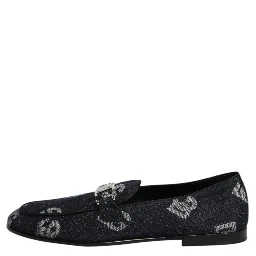 Blue Logo Cotton Loafers Formal Dress Shoes