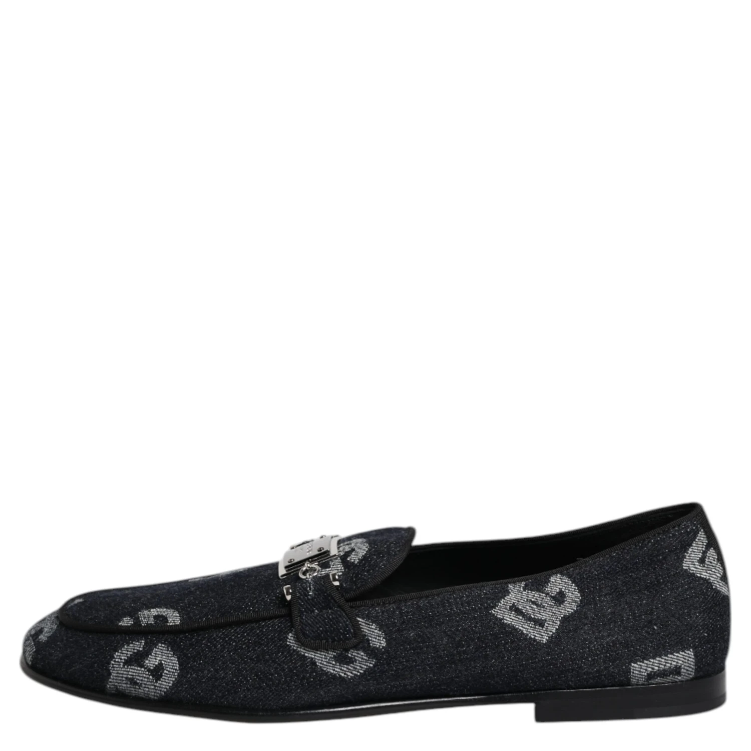 Blue Logo Cotton Loafers Formal Dress Shoes