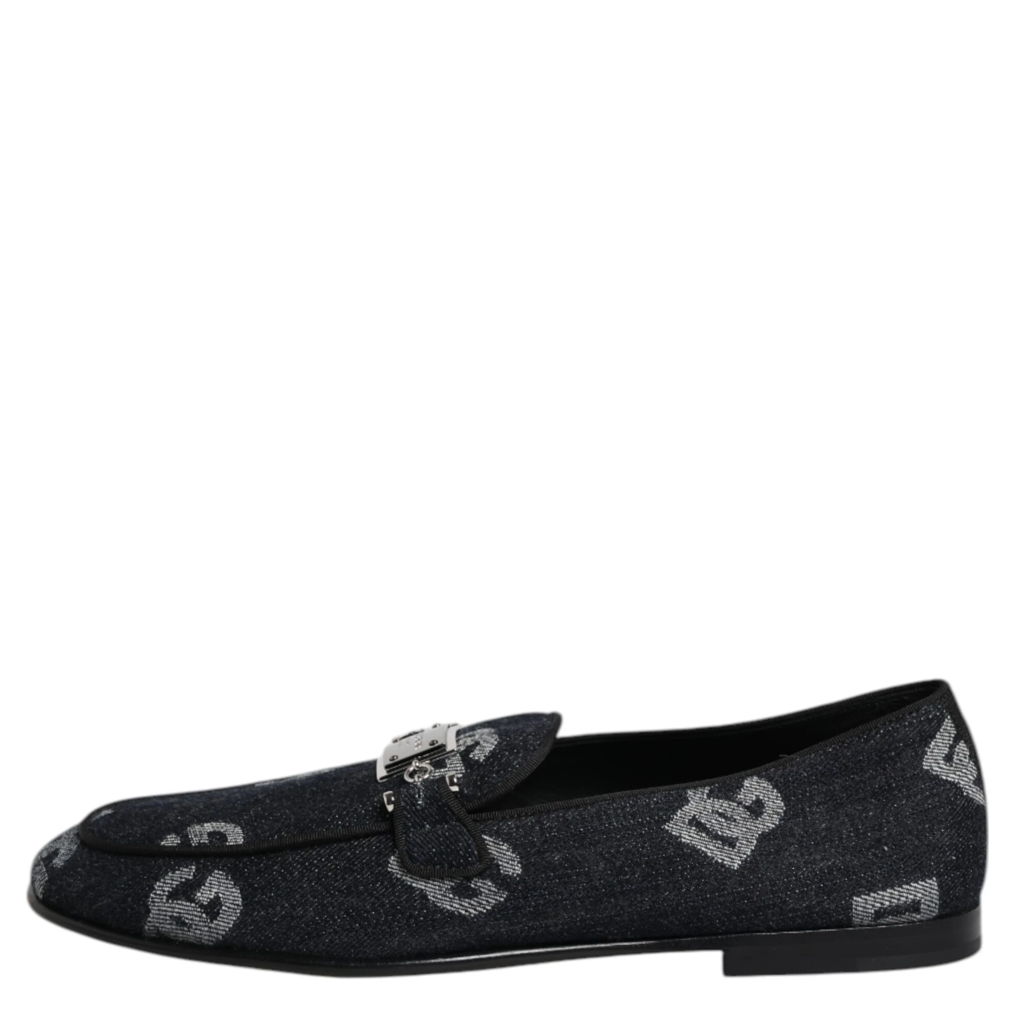 Blue Logo Cotton Loafers Formal Dress Shoes
