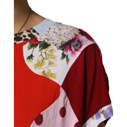 Multicolor Patchwork Cotton Silk Blouse Top