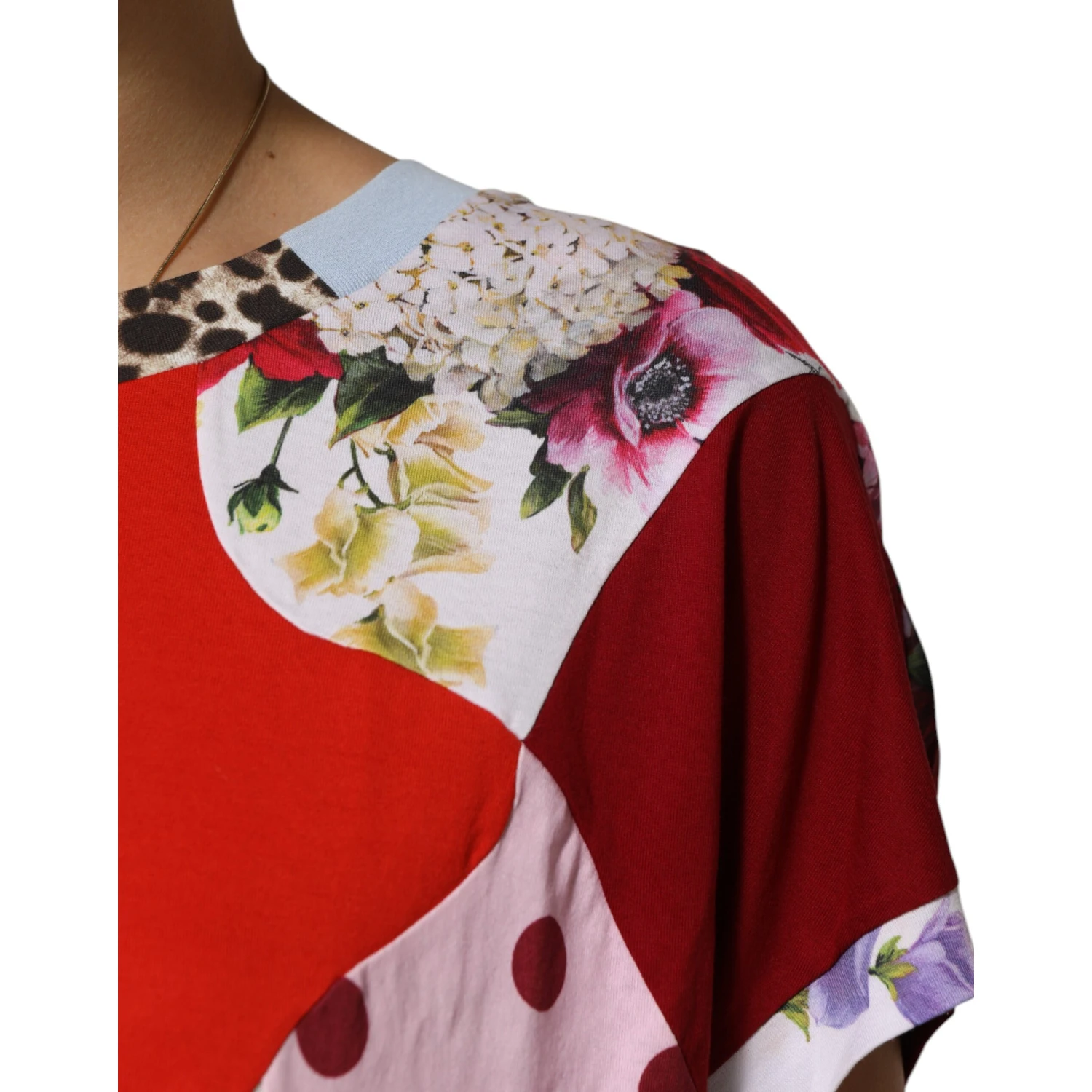Multicolor Patchwork Cotton Silk Blouse Top