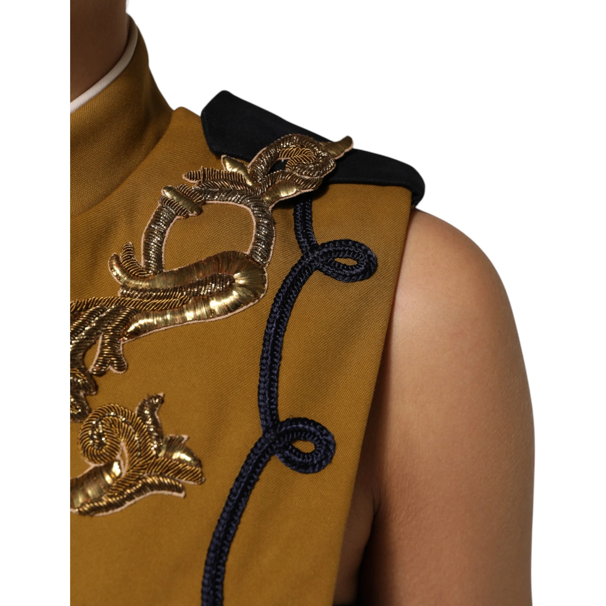 Yellow Crystal Cross Runway Vest Jacket Top
