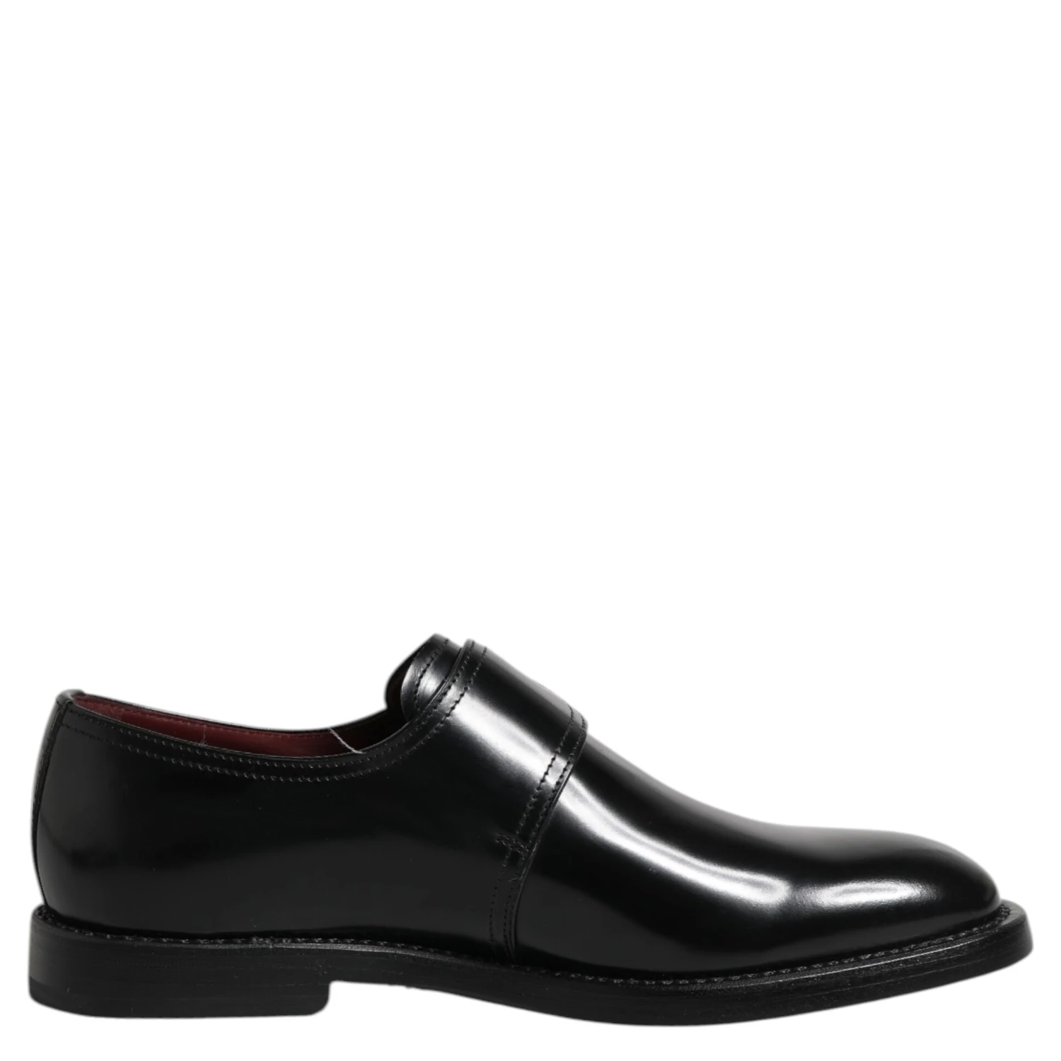 Black Leather Monk Strap Derby Formal Shoes