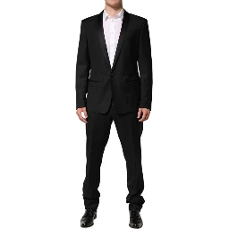 Black Wool Men Single Breasted 2 Piece Suit