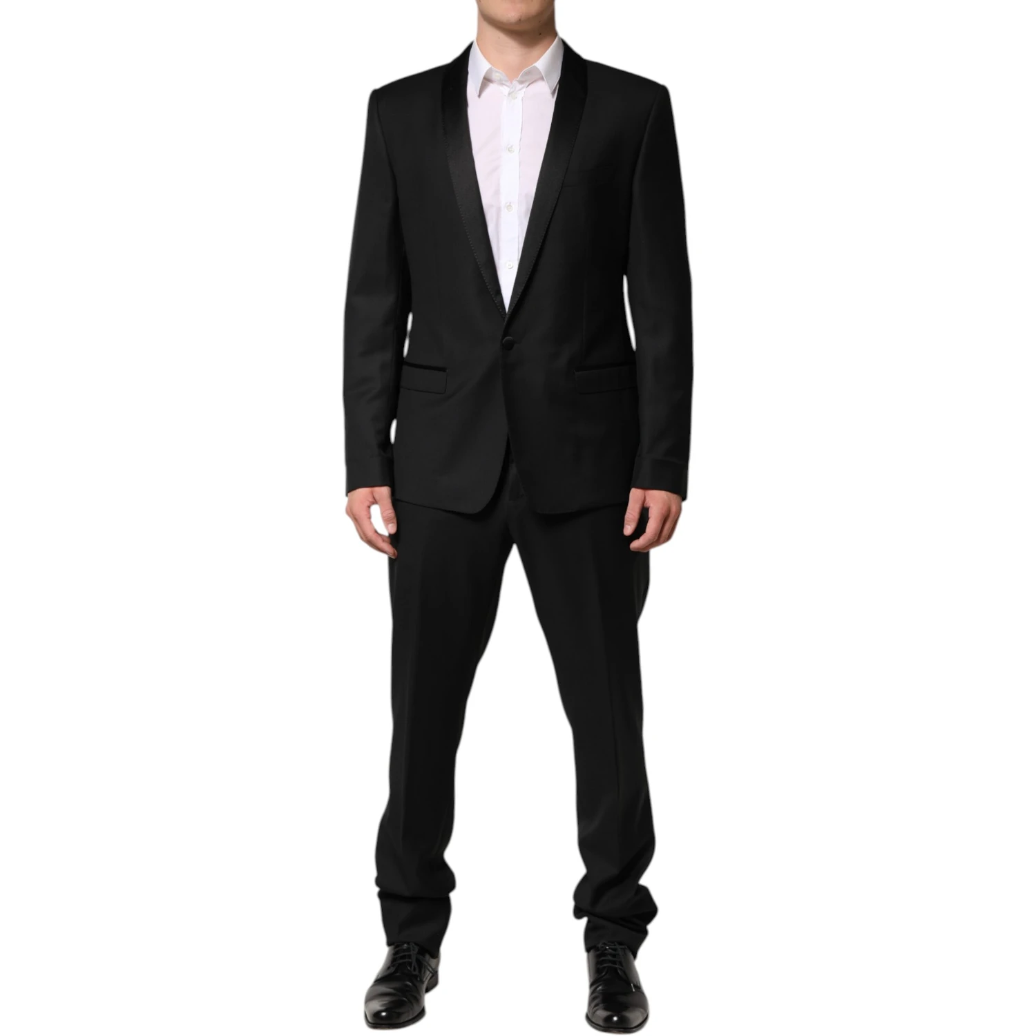 Black Wool Men Single Breasted 2 Piece Suit