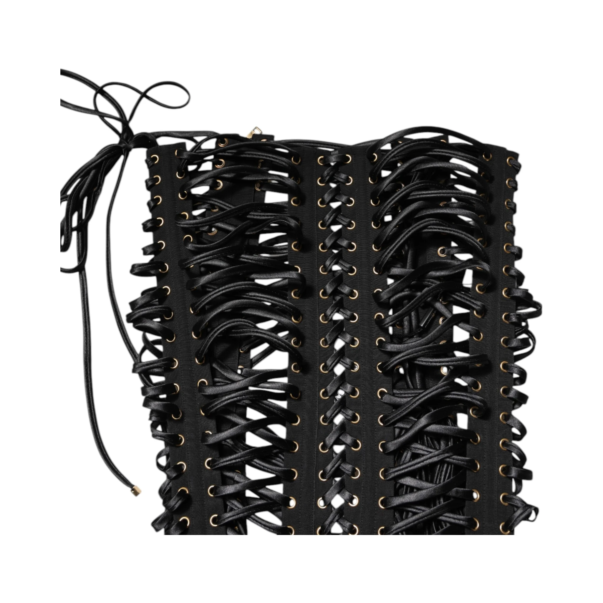 Black Eyelet Embellished Corset Style Top