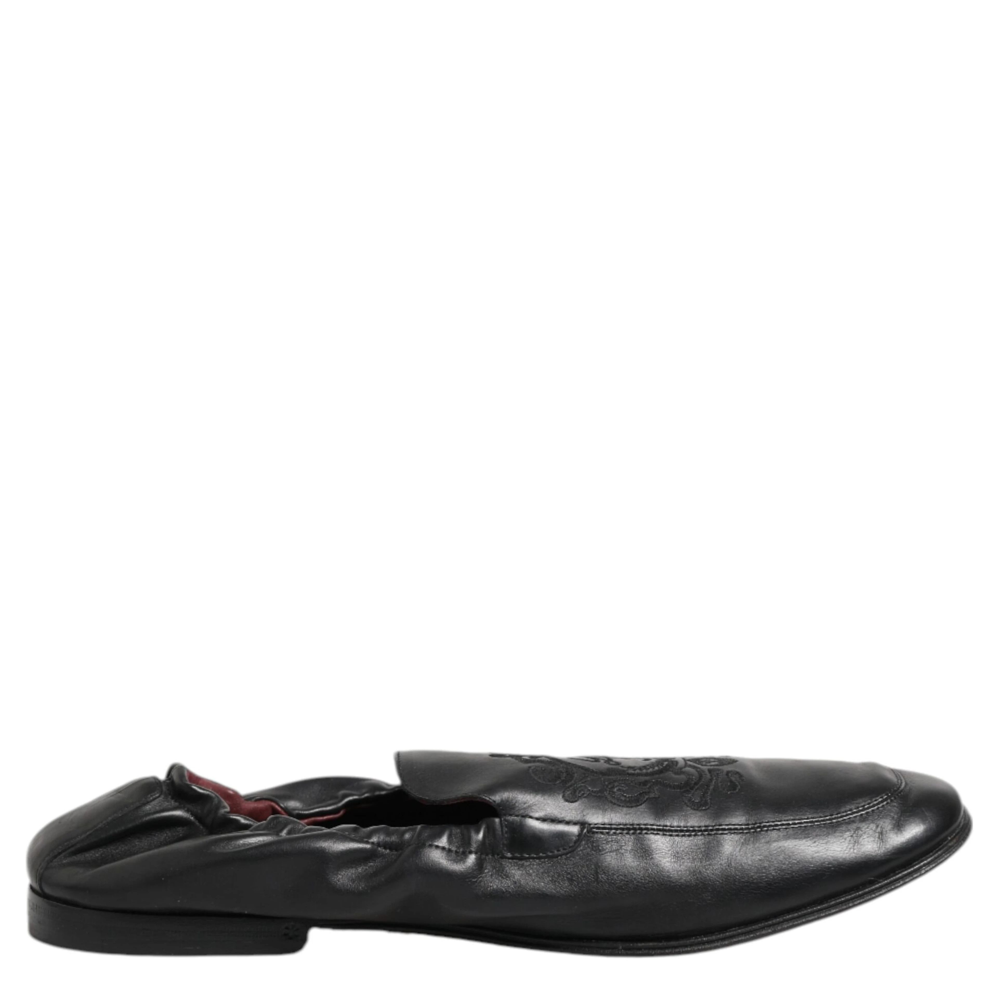 Black Leather Slip On Men Flat Loafers Shoes