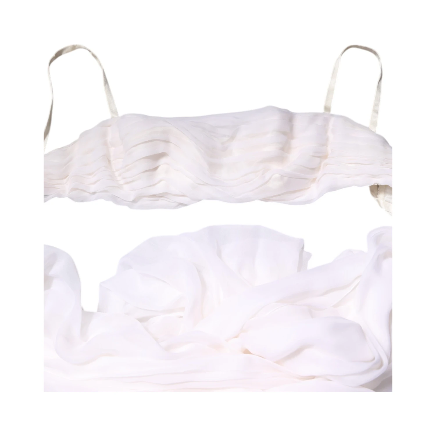 White Bustier Corset Cropped Chiffon Top