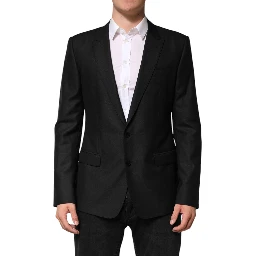 Black Wool Single Breasted Jacket Blazer