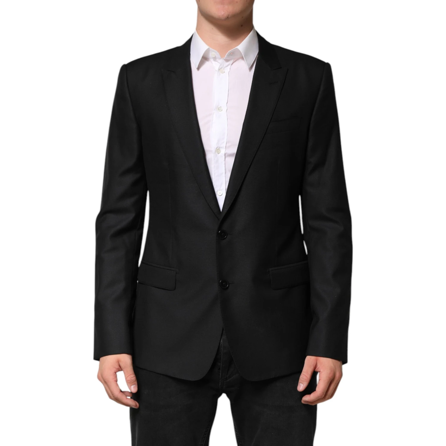 Black Wool Single Breasted Jacket Blazer