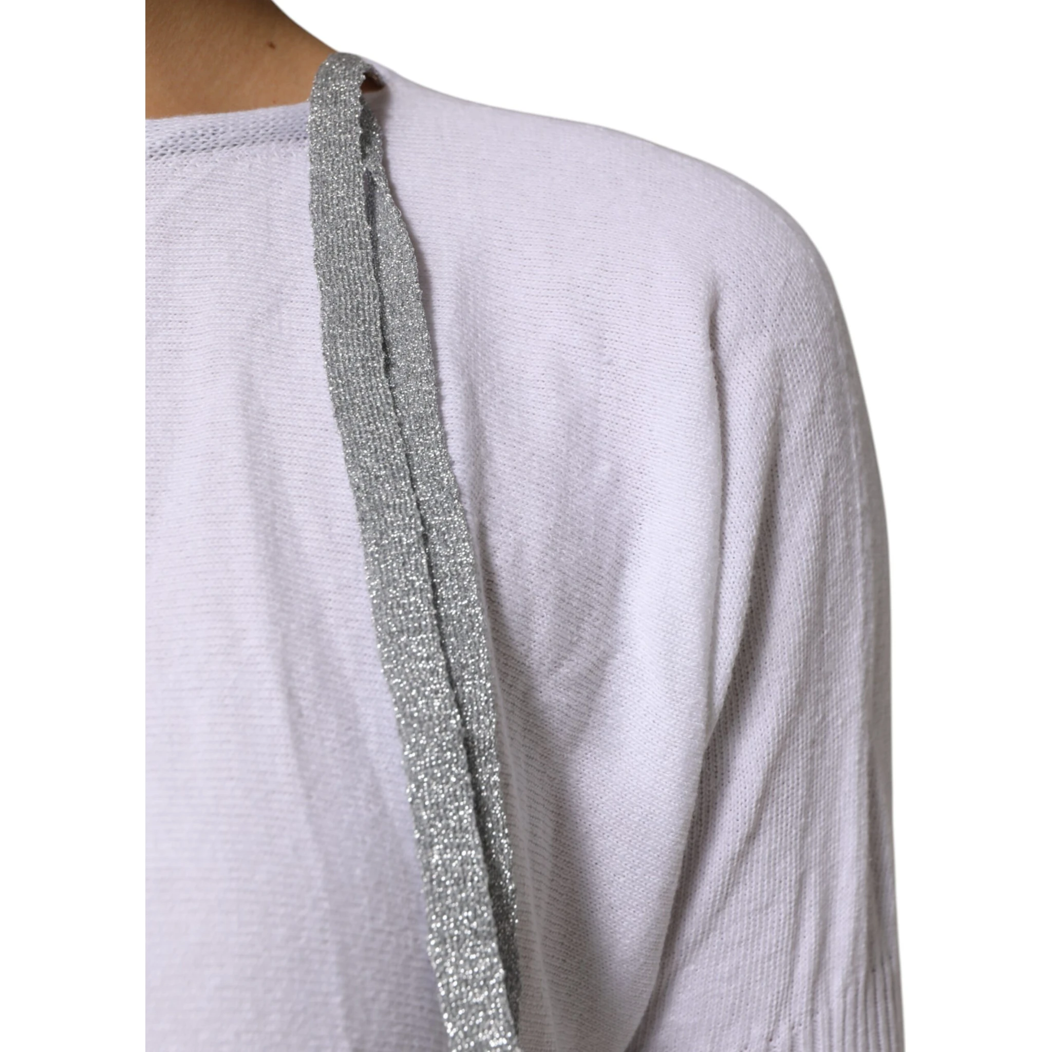 White Cotton Short Sleeves Round Neck Blouse Top