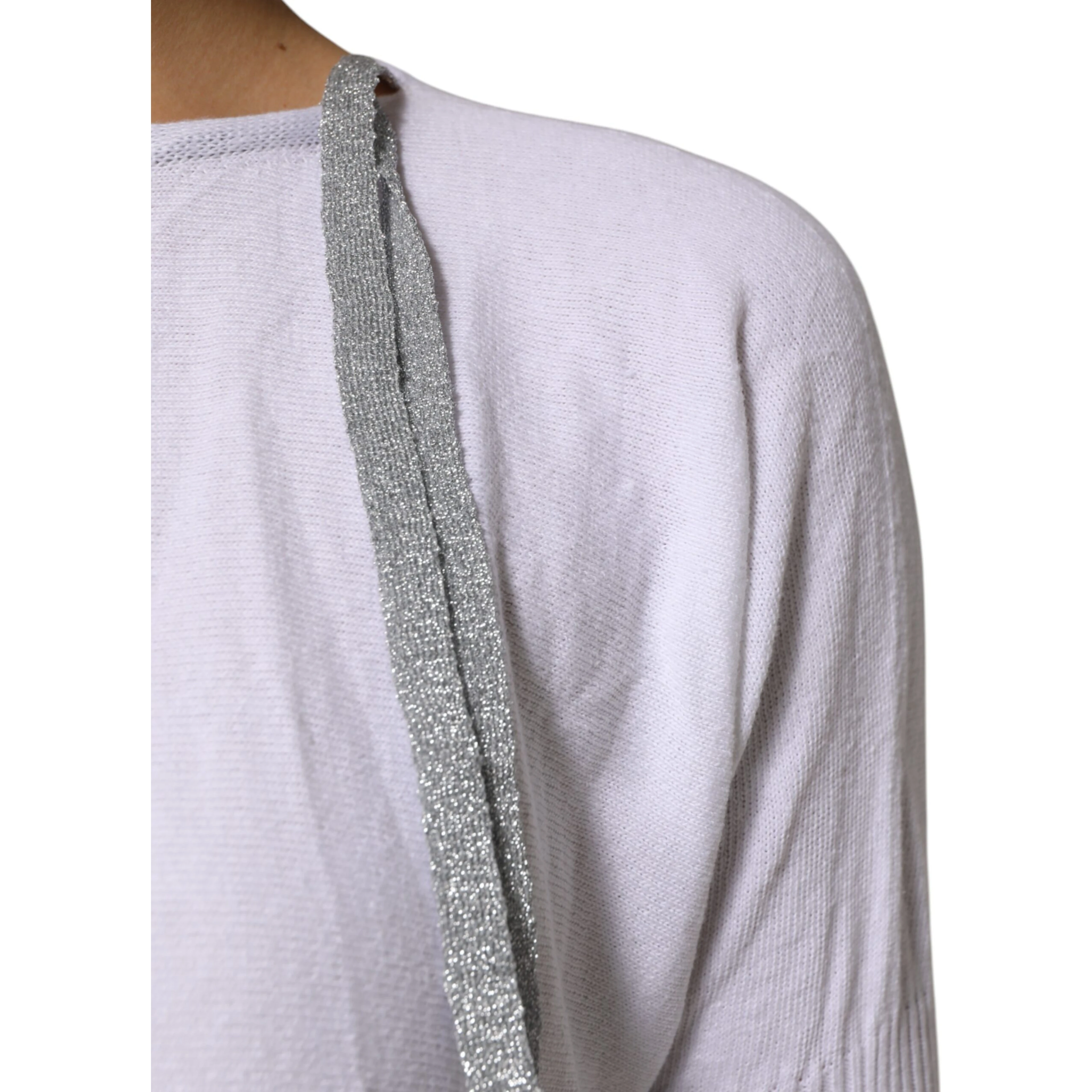 White Cotton Short Sleeves Round Neck Blouse Top