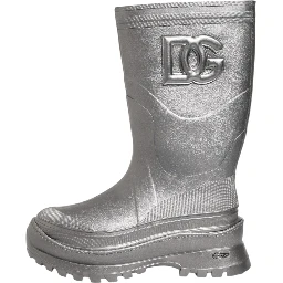Metallic Silver Pull On Rain Boots Shoes