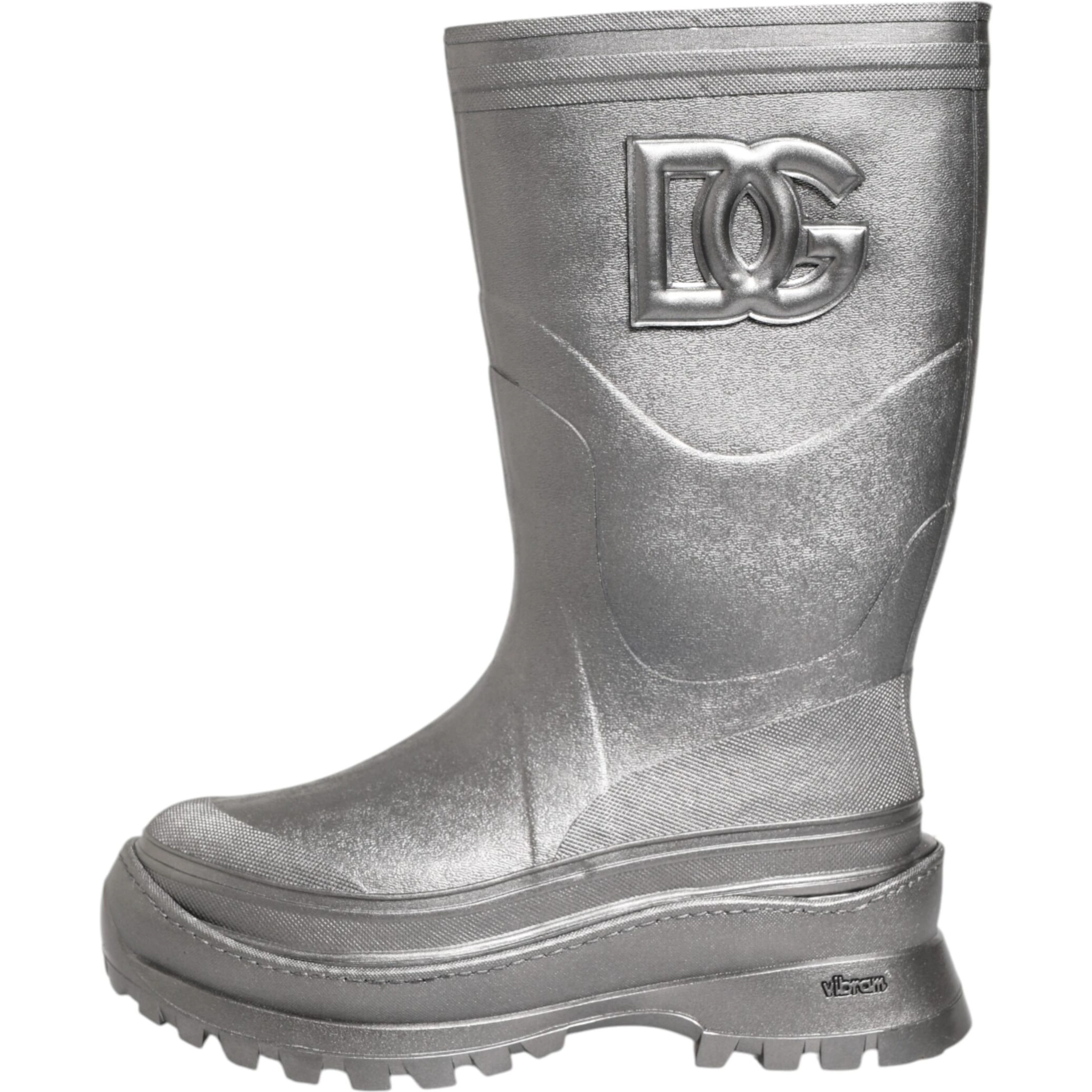 Metallic Silver Pull On Rain Boots Shoes