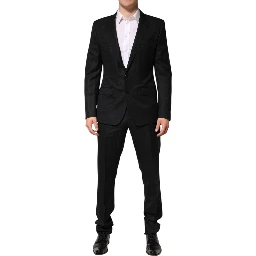 Black Jacquard Single Breasted 2 Piece Suit