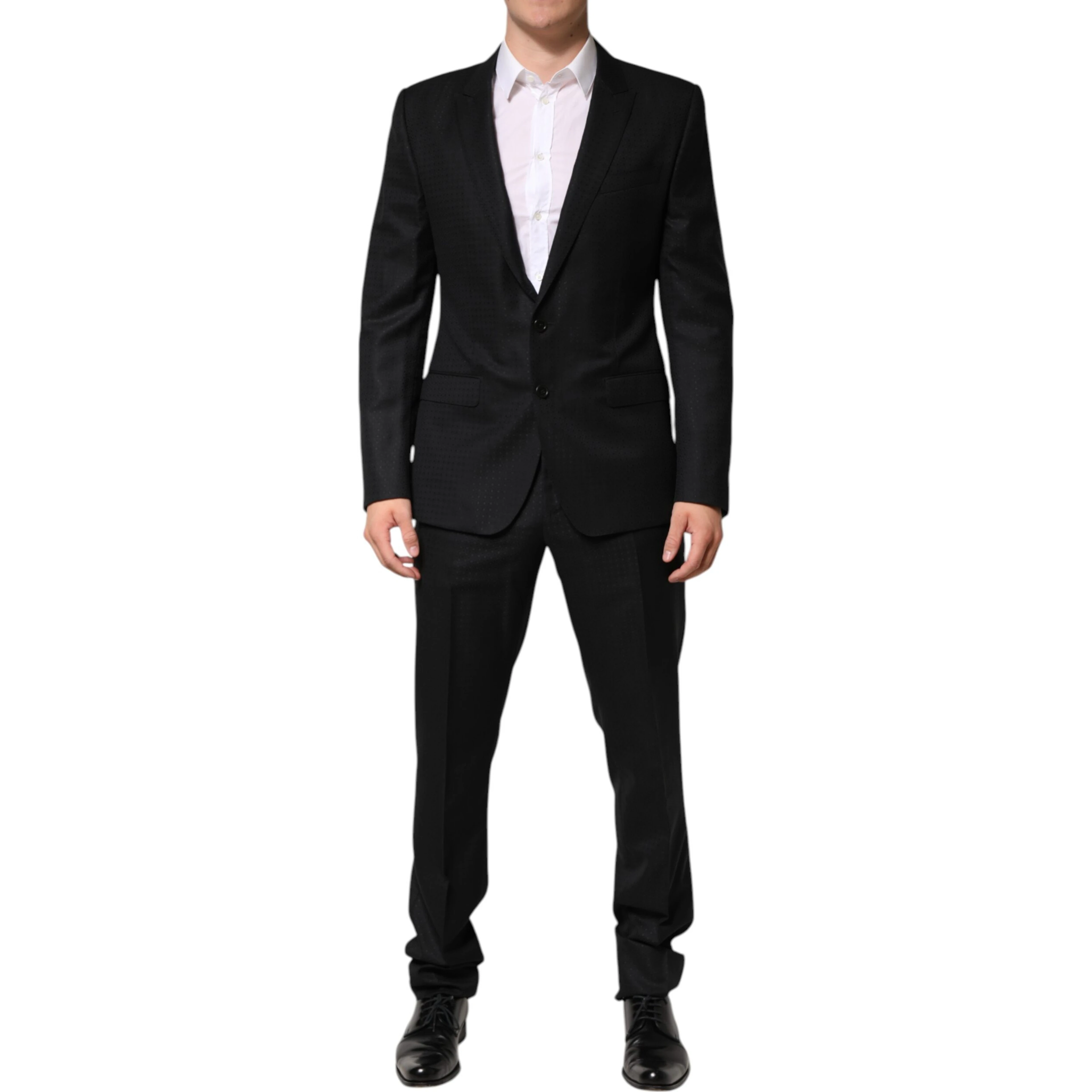 Black Jacquard Single Breasted 2 Piece Suit