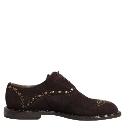 Brown Velvet Lace Up Oxford Dress Shoes