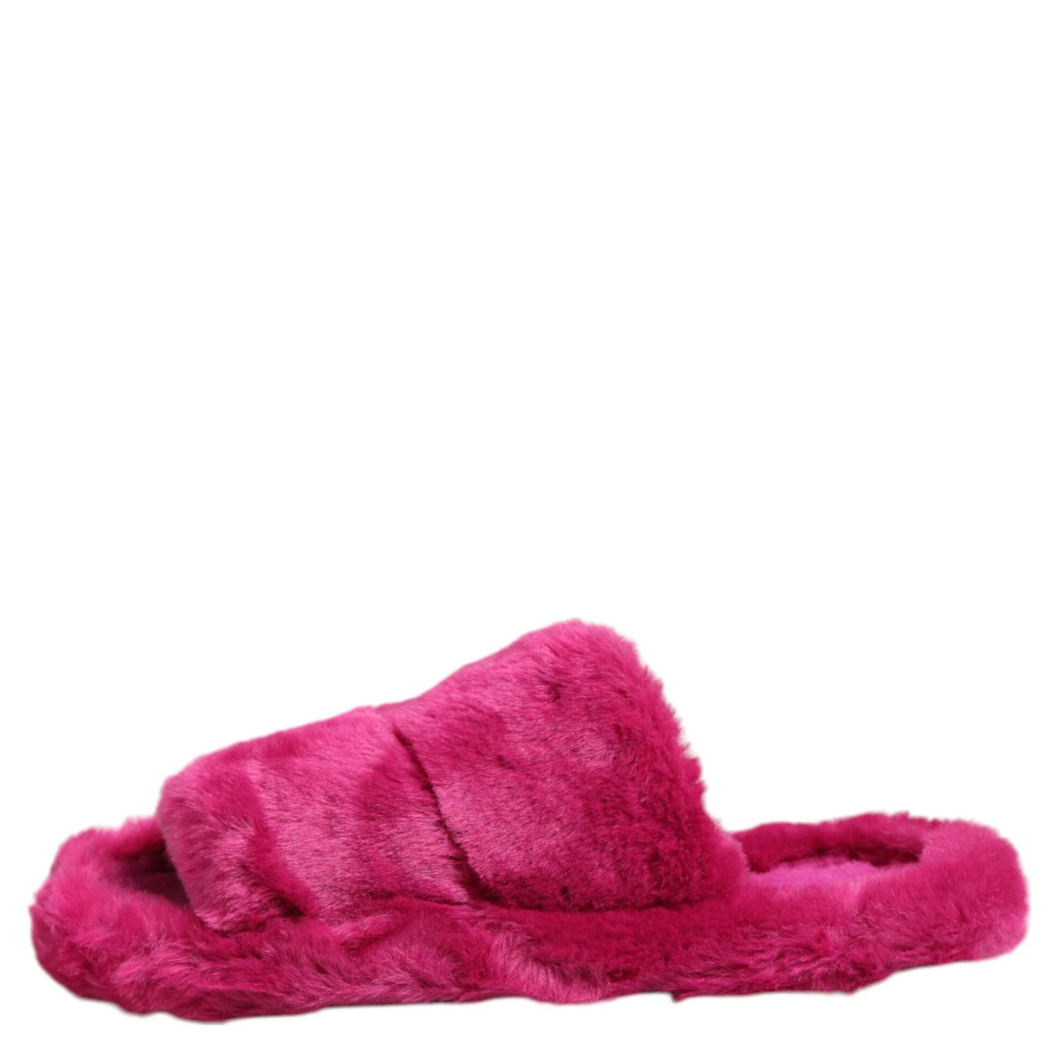 Pink Acrylic Faux Fur Mens Flats Sandals Shoes