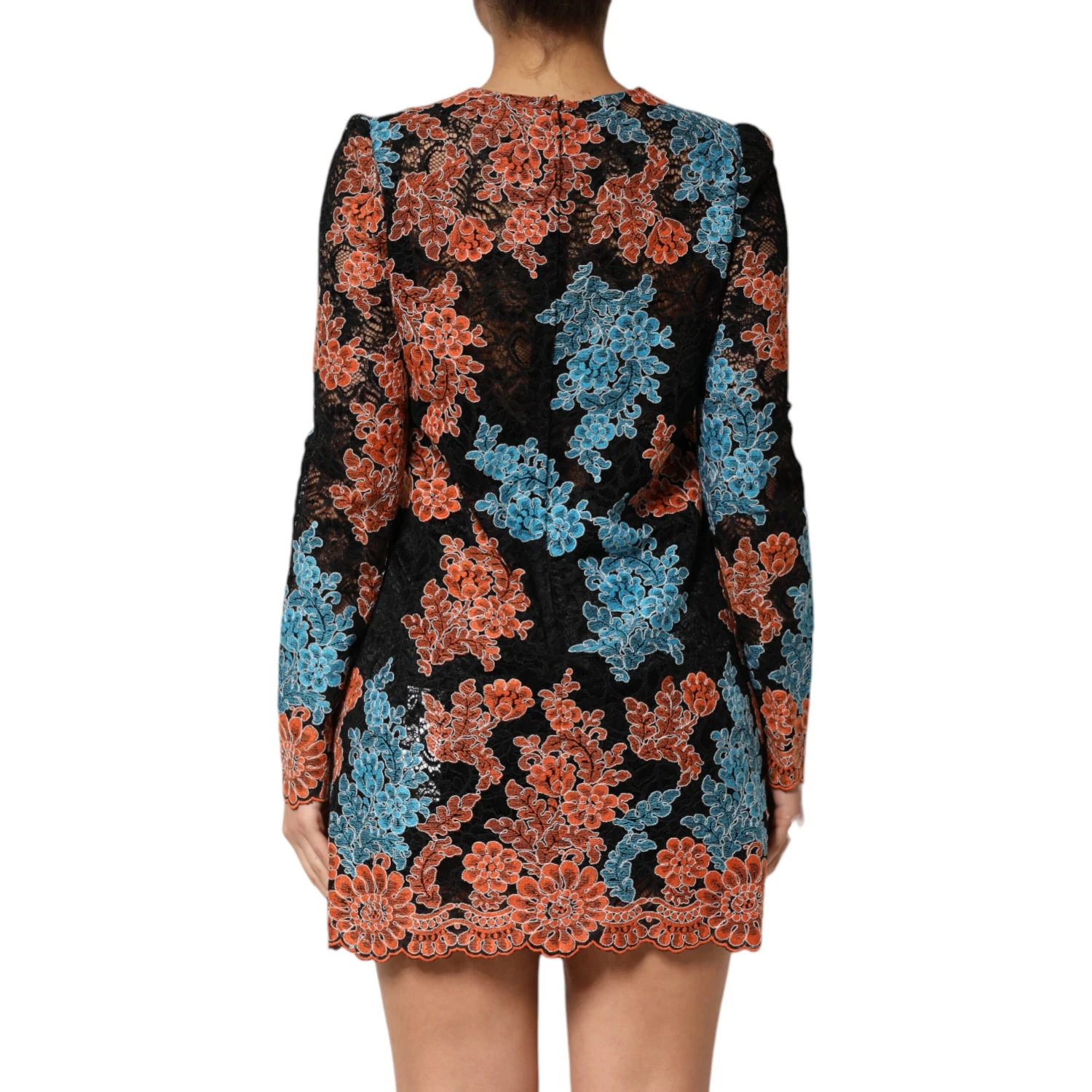 Multicolor Floral Embroidery Shift Mini Dress
