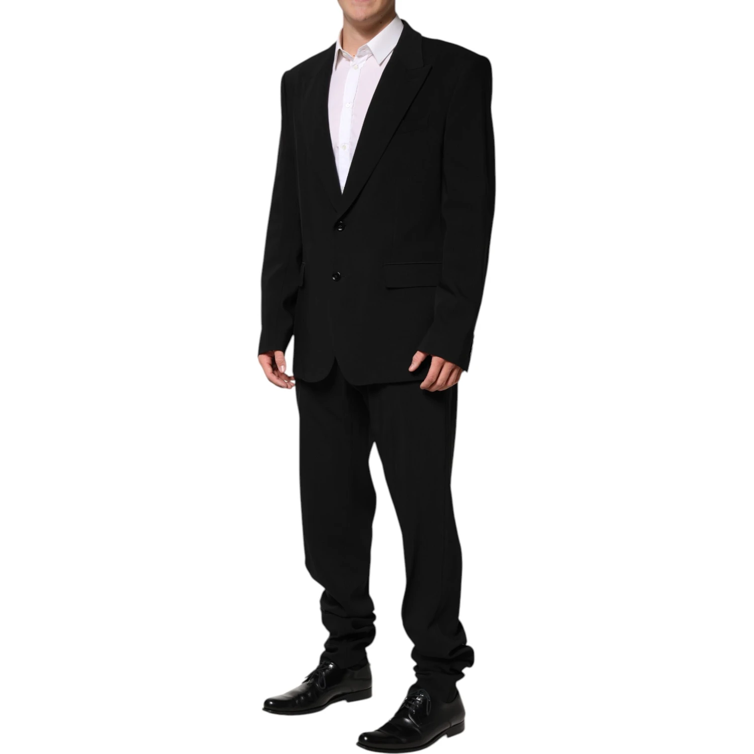 Black Cotton Single Breasted 2 Piece Suit