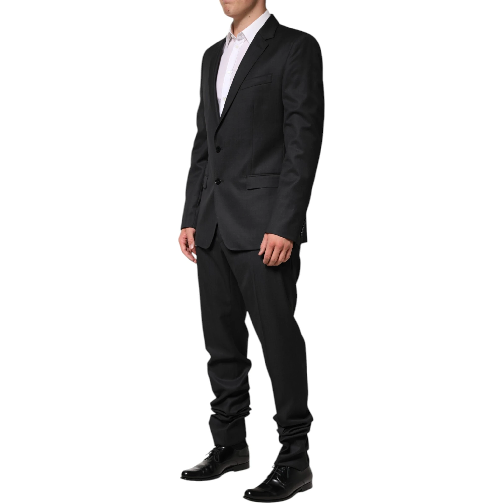 Dark Gray Wool Single Breasted 2 Piece Suit