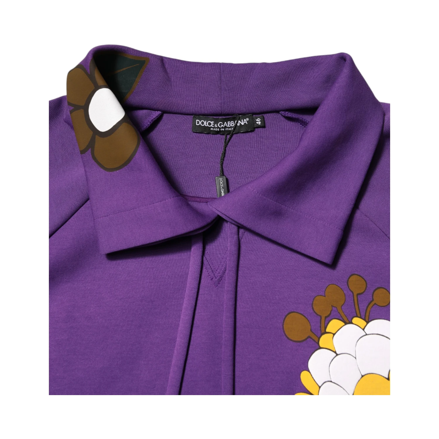 Purple Floral Print Cotton Long Sleeves Top