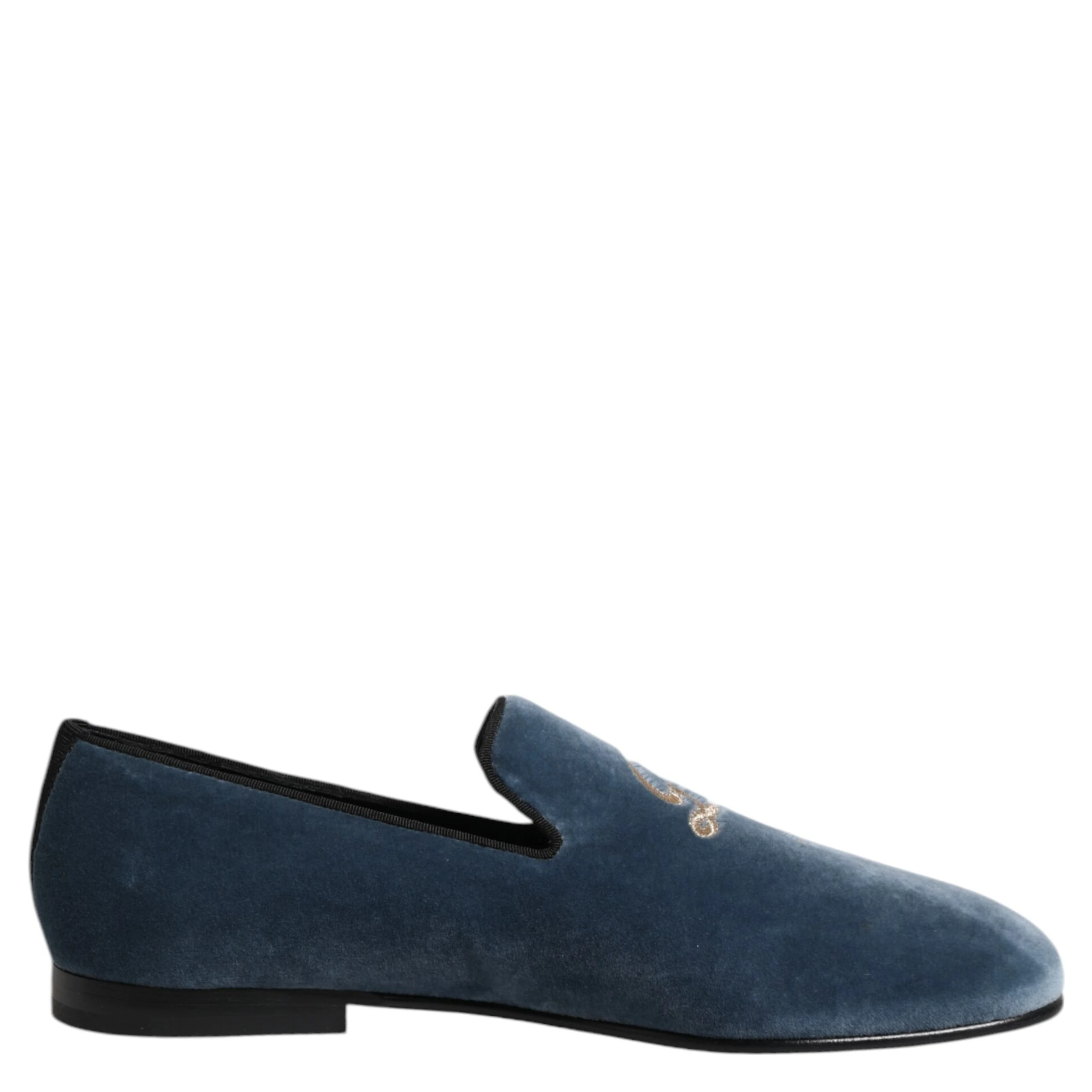 Blue Velvet DG Logo Loafers Formal Shoes