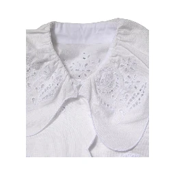White Ruffled Lace Embellished Blouse Top