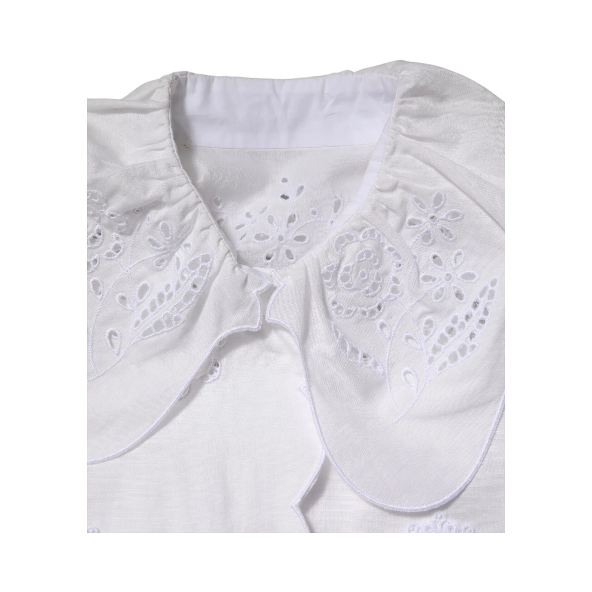 White Ruffled Lace Embellished Blouse Top