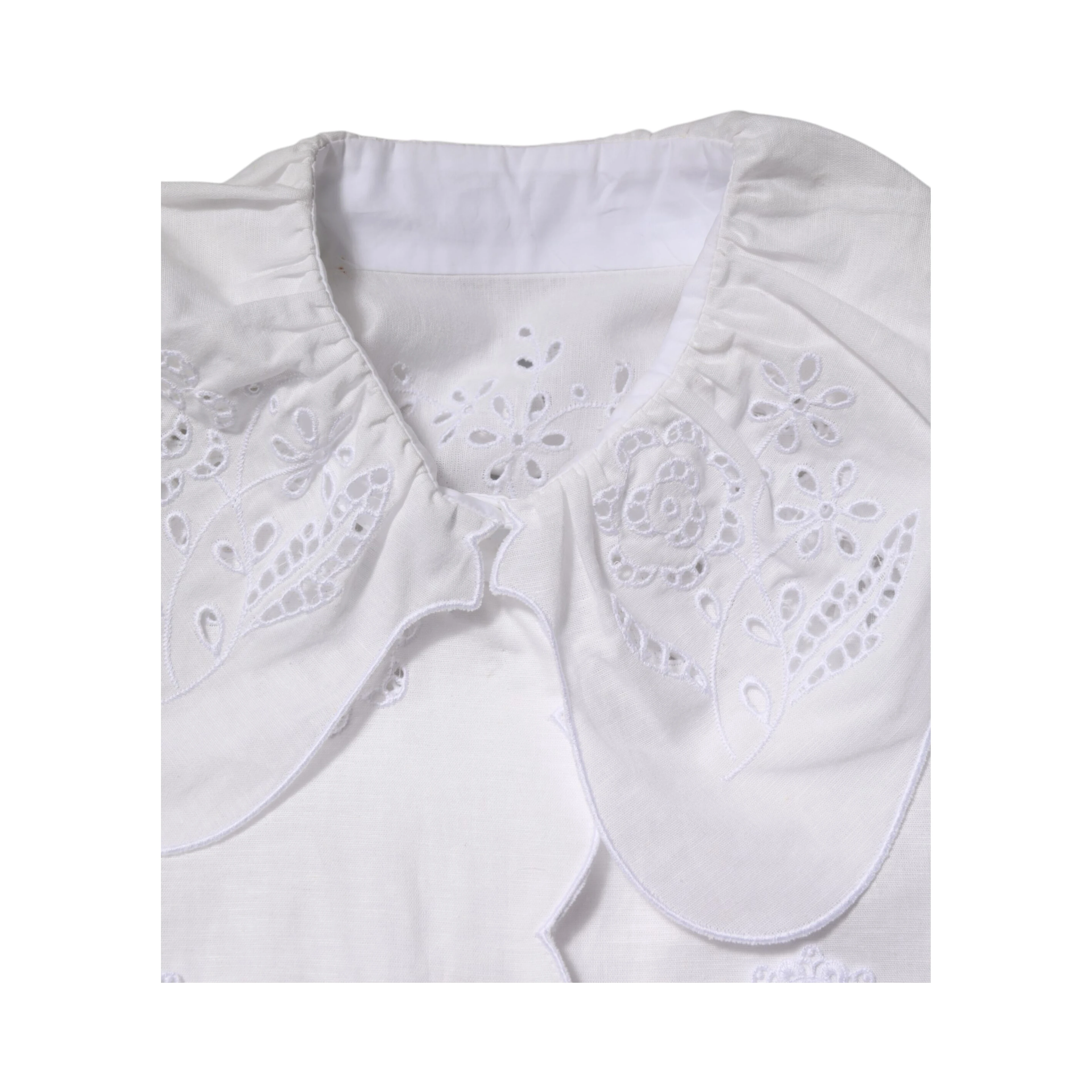 White Ruffled Lace Embellished Blouse Top