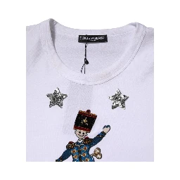 White Cotton Sequin Embellished Top T-shirt