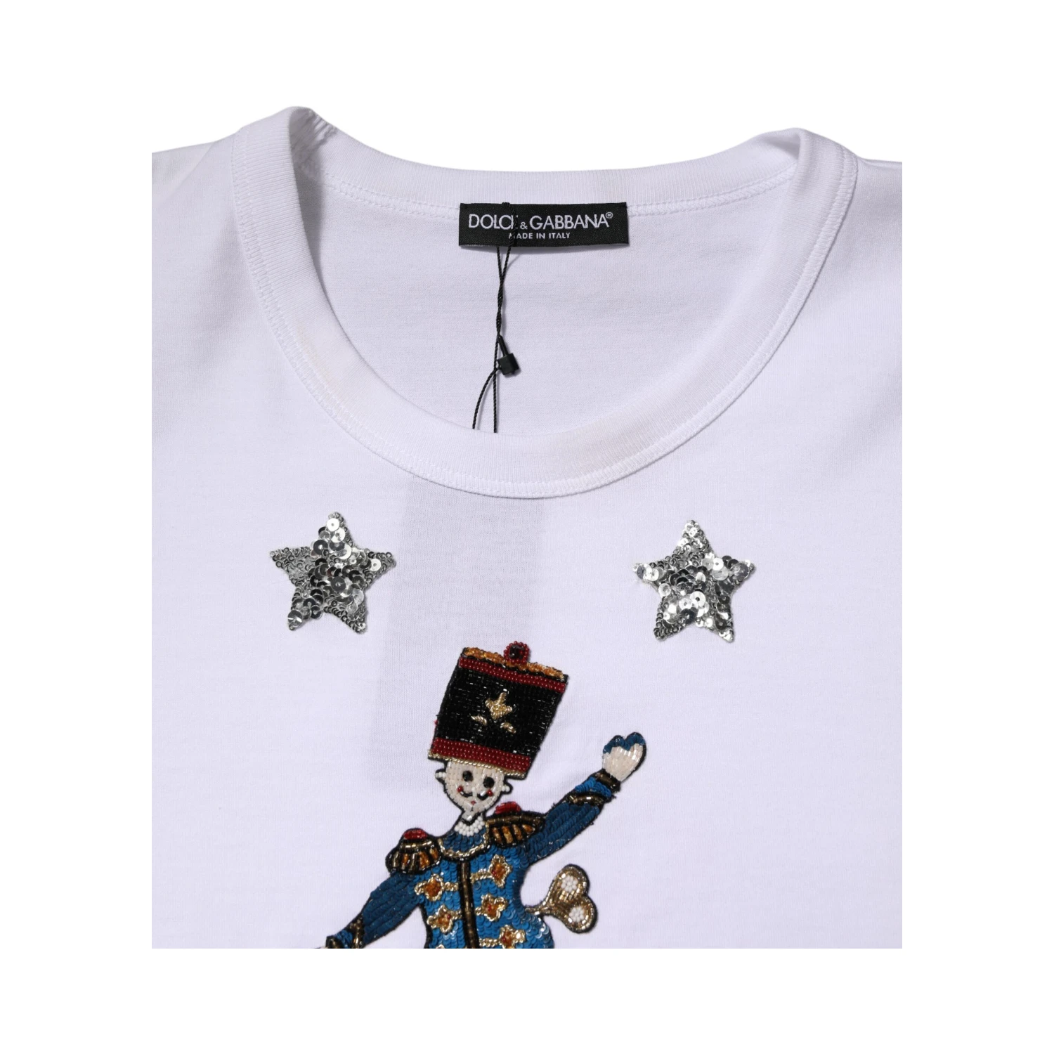 White Cotton Sequin Embellished Top T-shirt