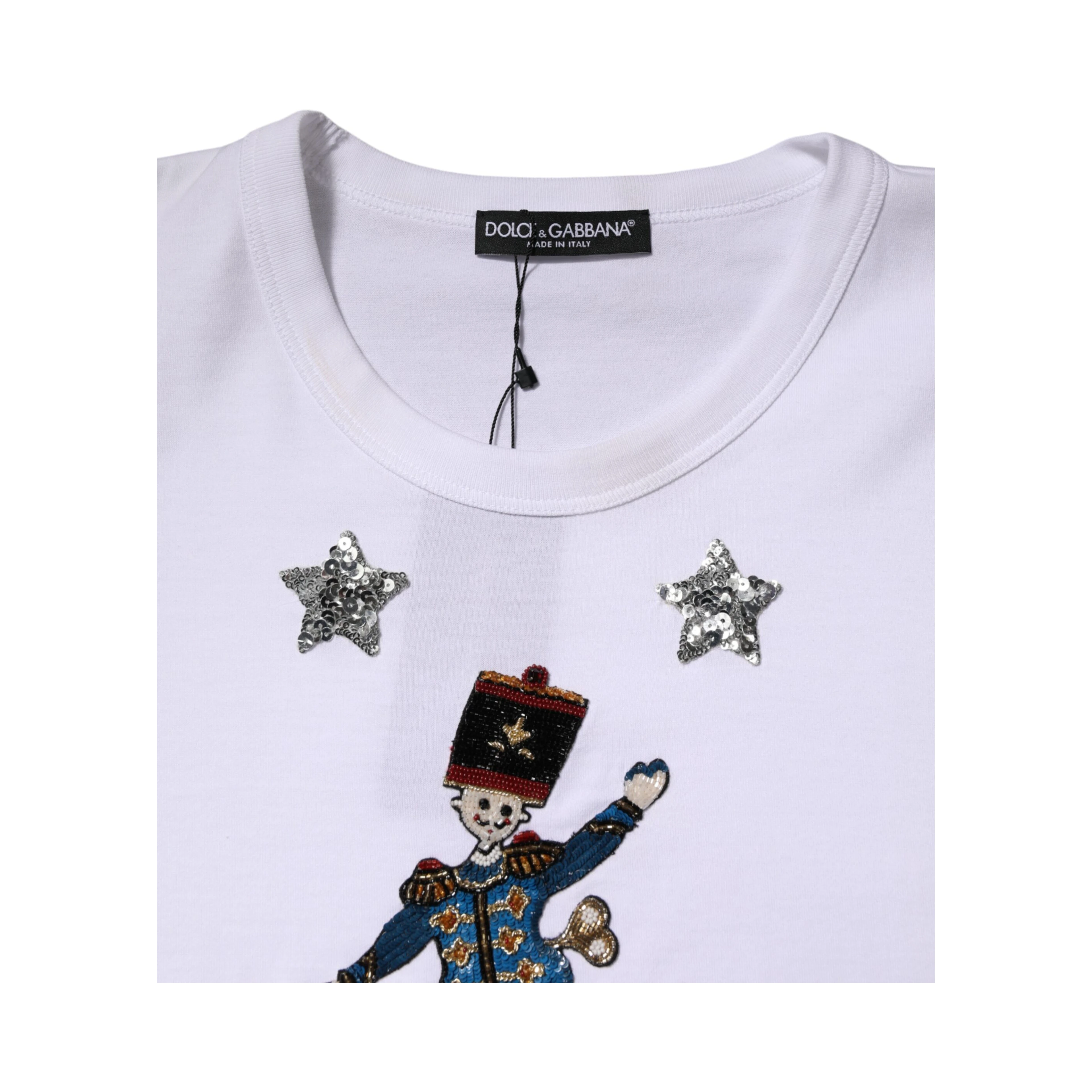 White Cotton Sequin Embellished Top T-shirt