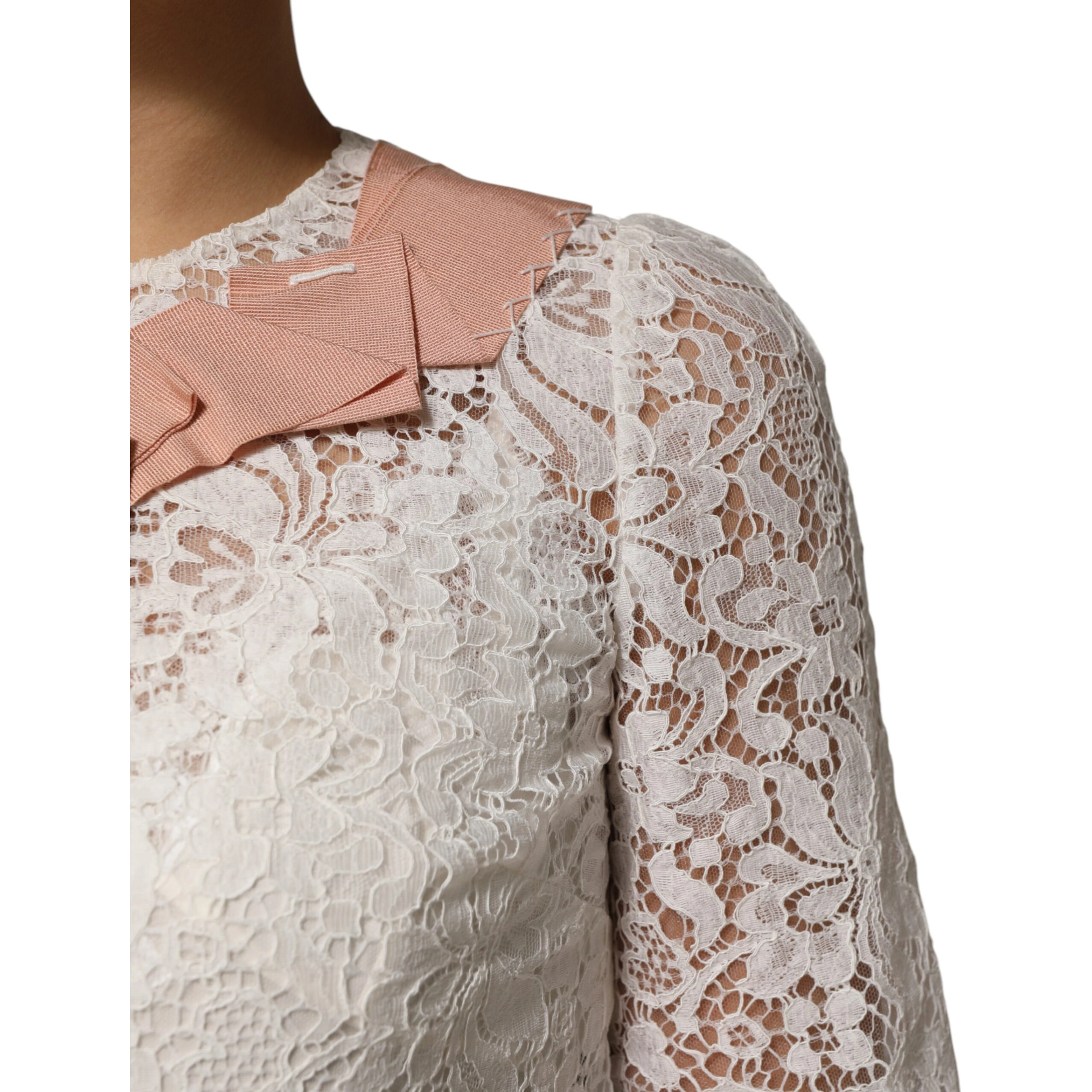 White Floral Lace Short Sleeves Blouse Top