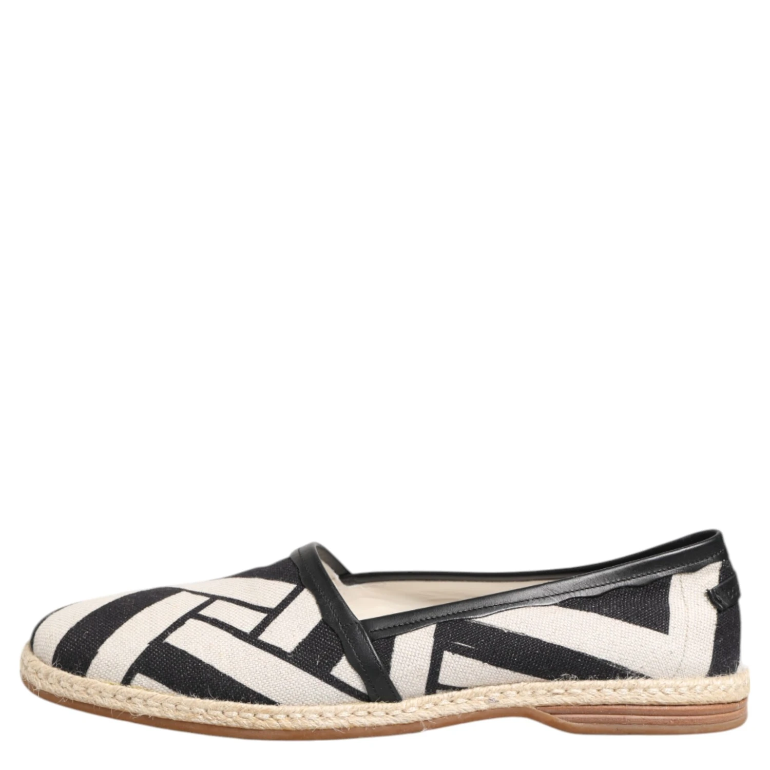 Black White Stripes Flat Espadrille Shoes