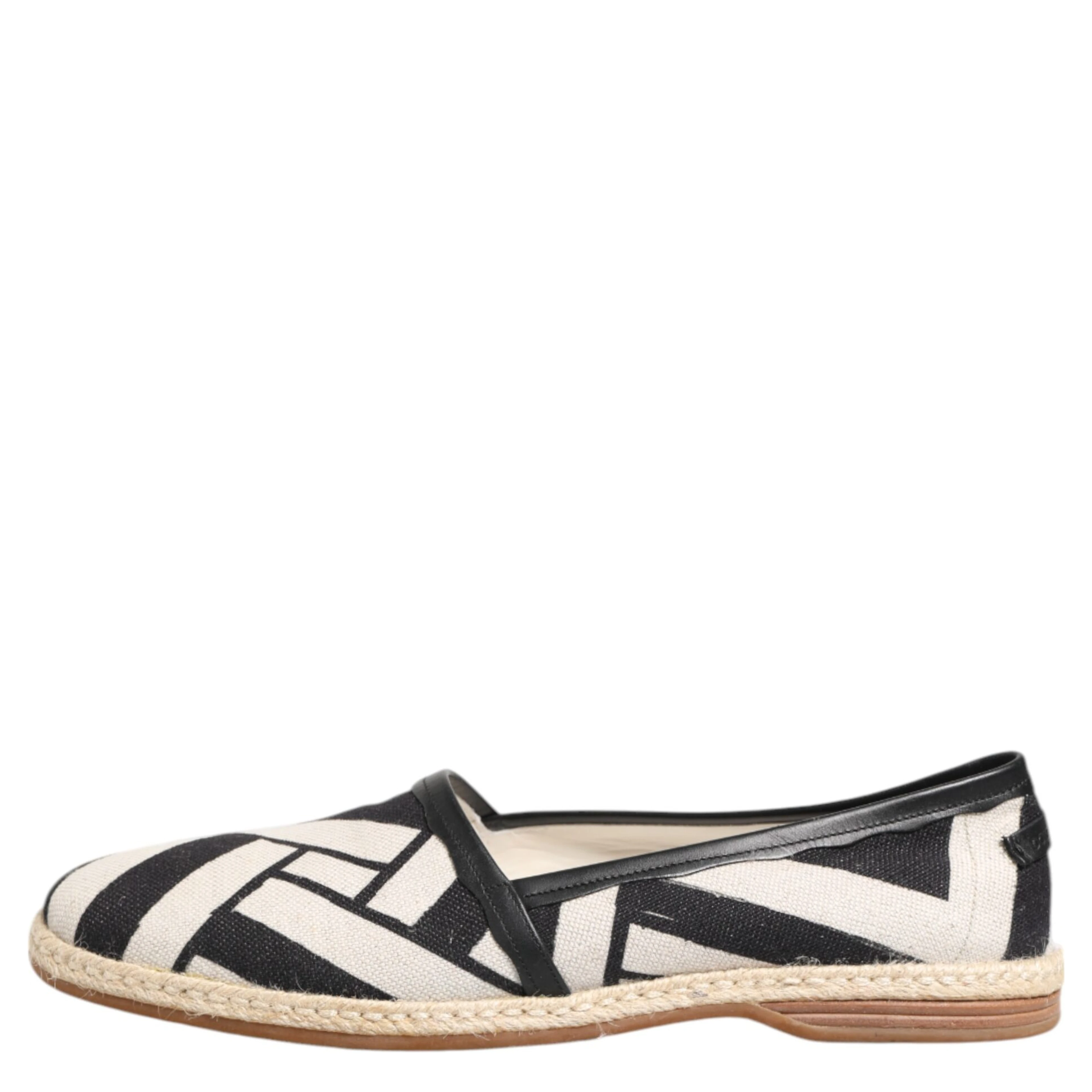 Black White Stripes Flat Espadrille Shoes