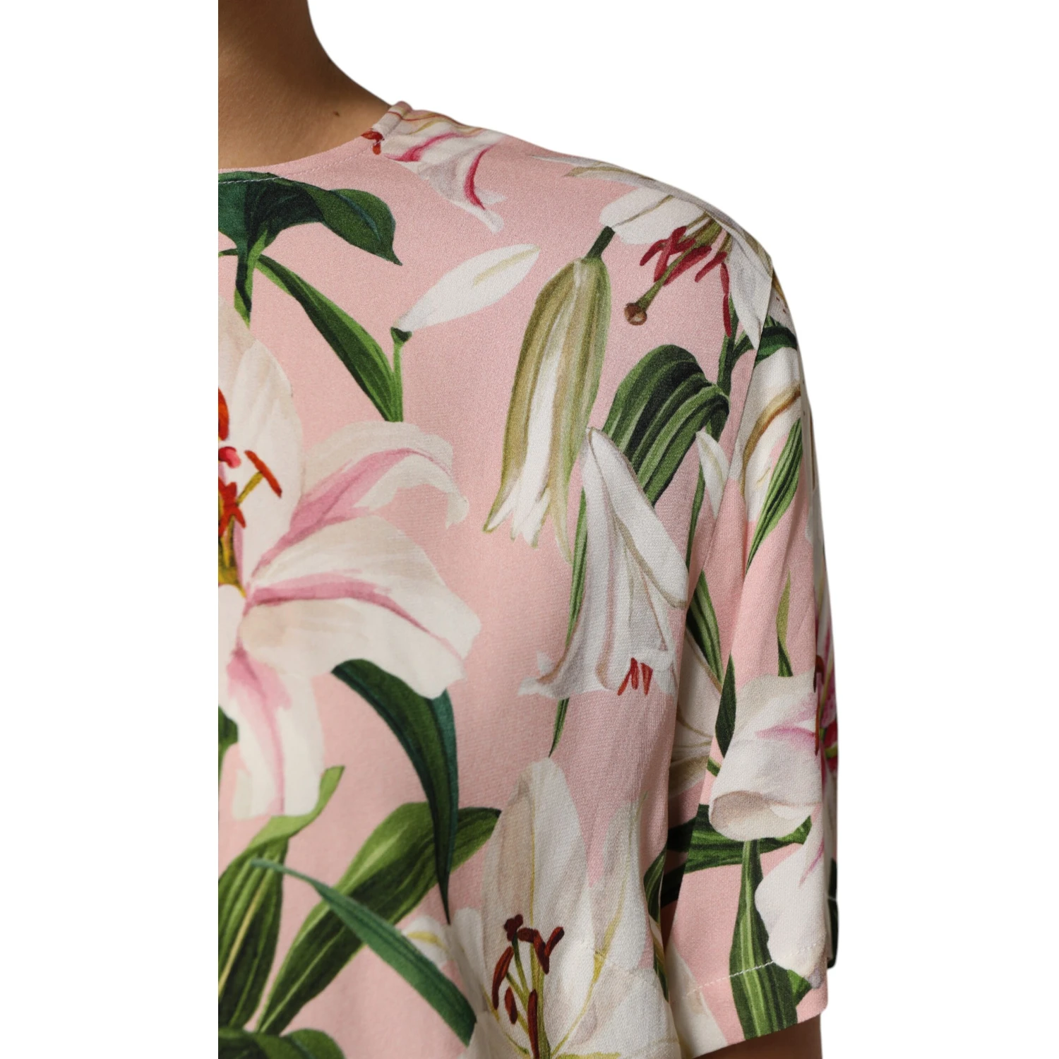 Pink Lily Printed Round Neck Blouse Top