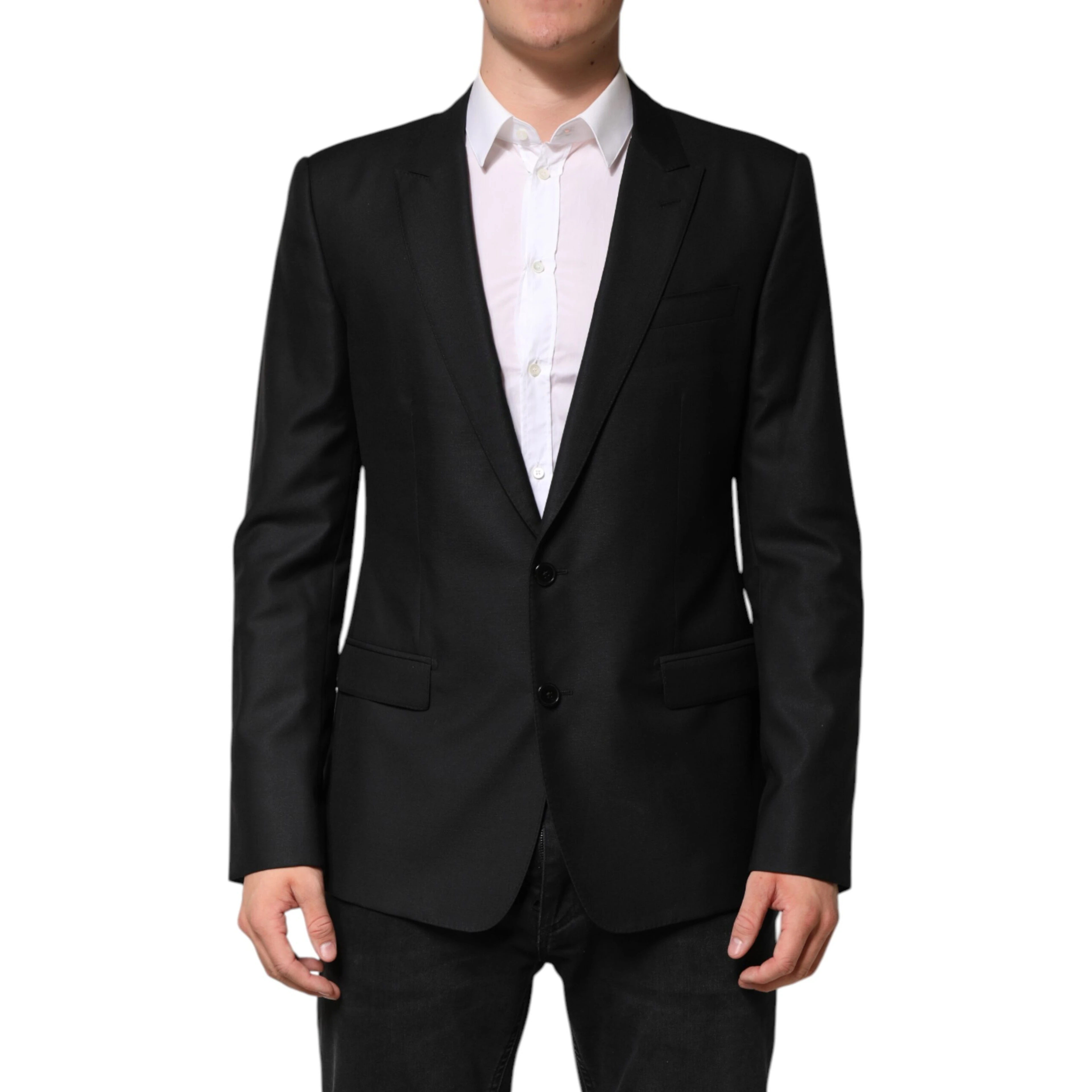 Black Wool Single Breasted Jacket Blazer