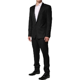 Black Wool Men Single Breasted 2 Piece Suit
