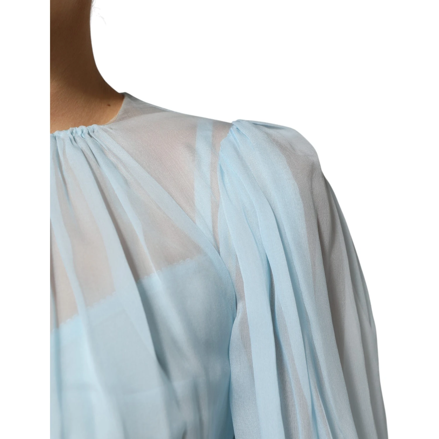 Fuchsia Light Blue Silk Two Tone Midi Dress