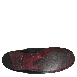 Black Leather Slip On Men Flat Loafers Shoes