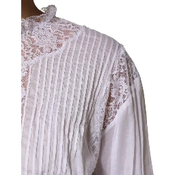 White Cotton Floral Lace Long Sleeves Top