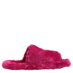 Pink Acrylic Faux Fur Mens Flats Sandals Shoes