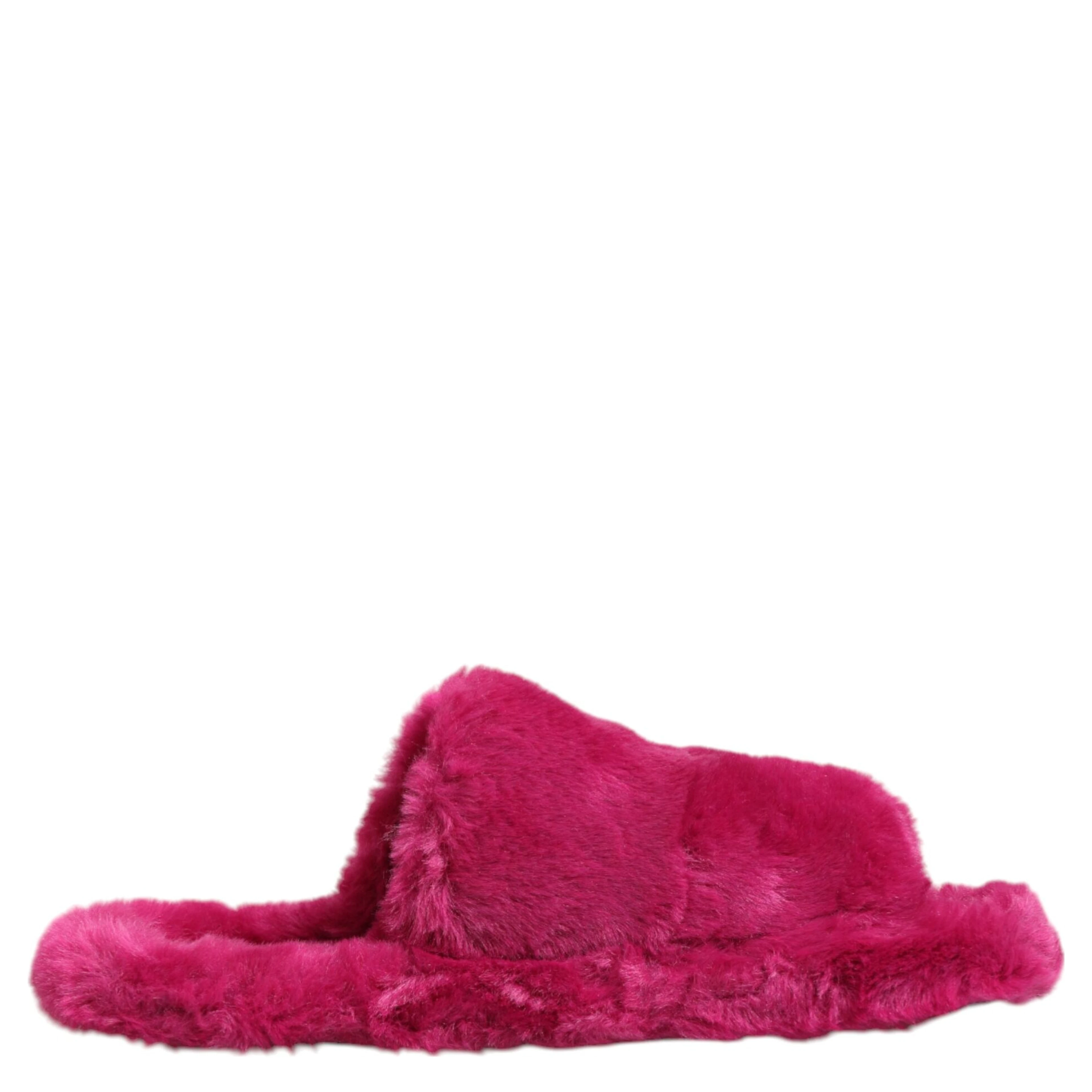 Pink Acrylic Faux Fur Mens Flats Sandals Shoes