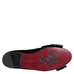 Black VATICANO Crystal Ribbon Slip On Shoes