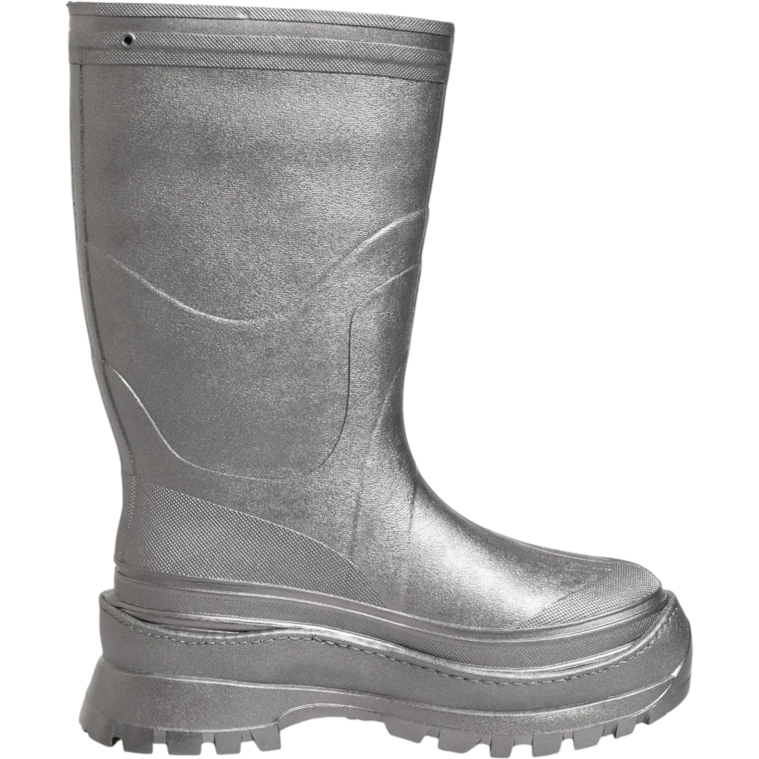 Metallic Silver Pull On Rain Boots Shoes