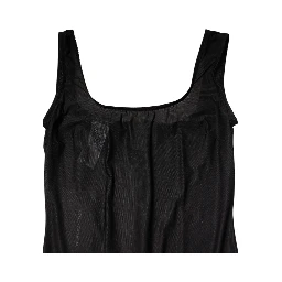 Black Nylon Sleeveless Round Neck Tank Top