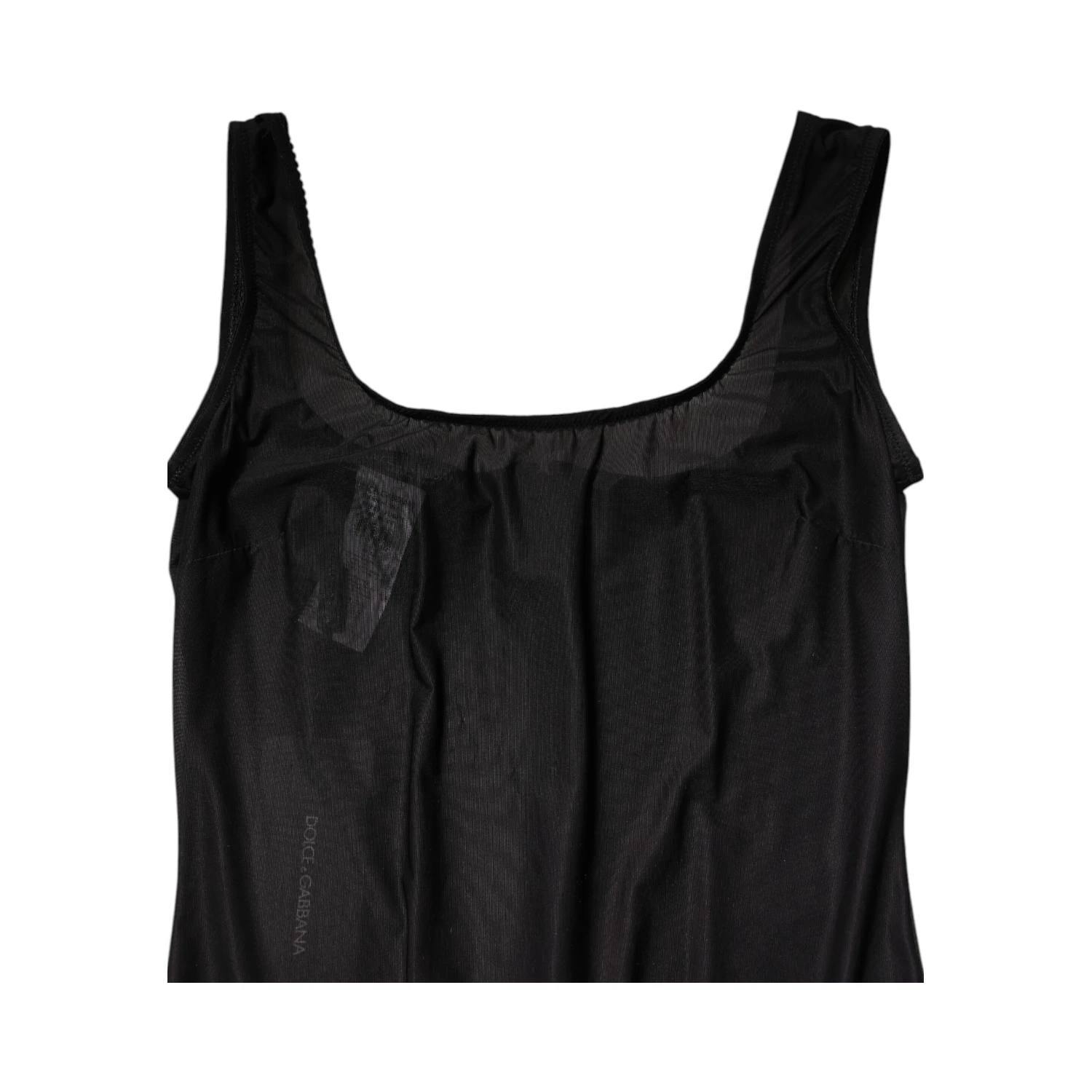 Black Nylon Sleeveless Round Neck Tank Top