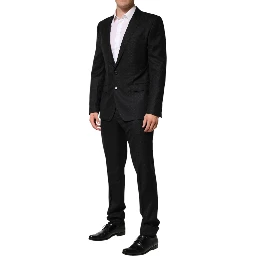 Black Jacquard Single Breasted 2 Piece Suit